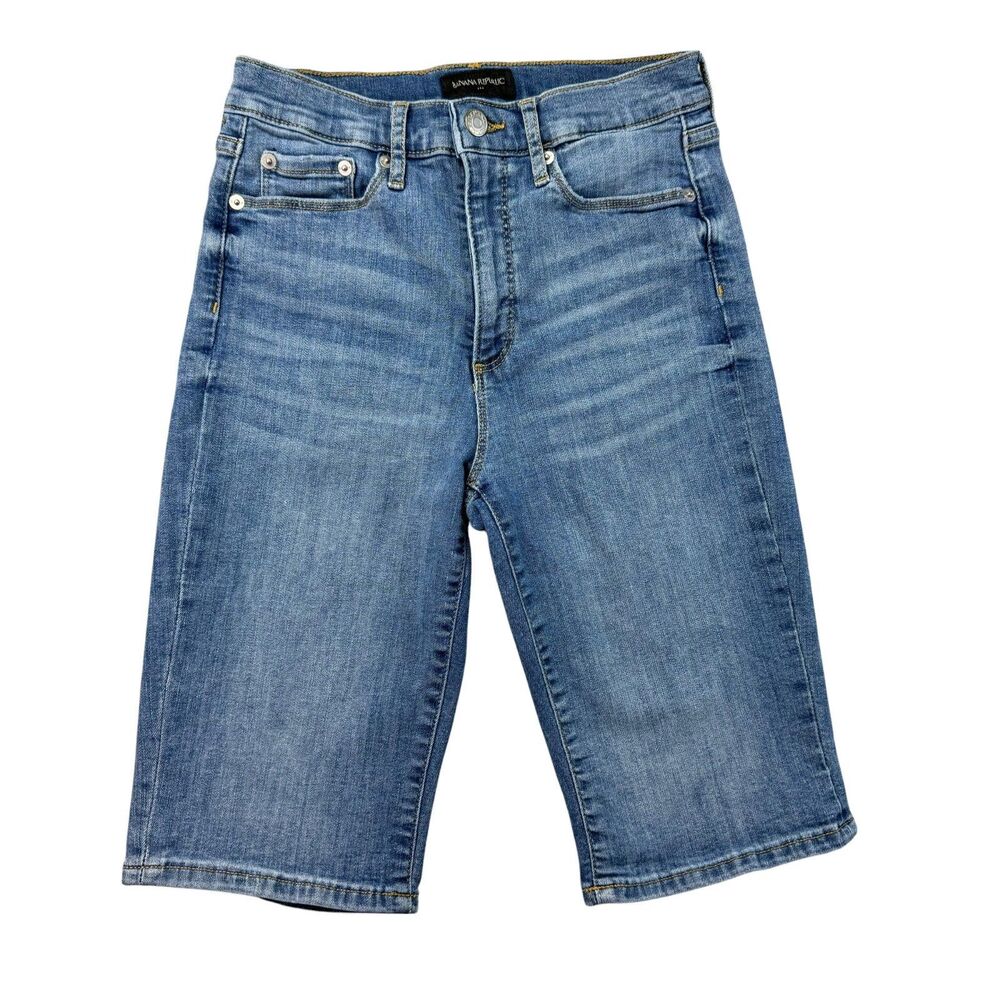 Banana Republic Shorts Womens 24 / 00 Blue Bermuda Stretch Denim Pockets Whisker